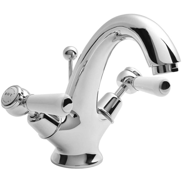 Bayswater Lever Hex Mono Basin Mixer Tap - White/Chrome - BAYT305