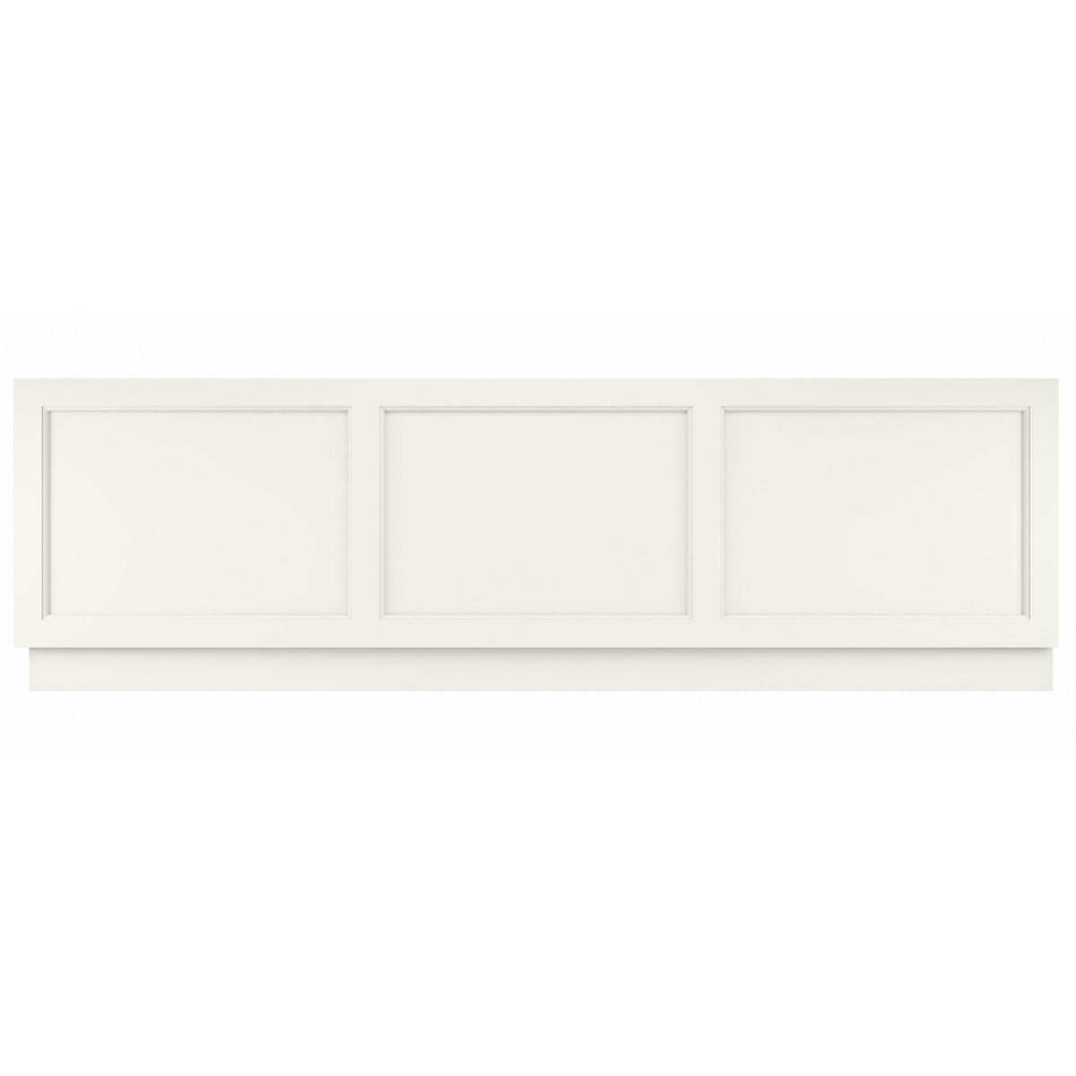 Bayswater MDF Bath Front Panel 1800mm wide in pointing white with three bevelled panels and adjustable plinth for rectangular baths