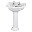 Bayswater Porchester 2 Tap Holes Pedestal Basin 600mm - White - BAYC104 - TAP 'N' SHOWER