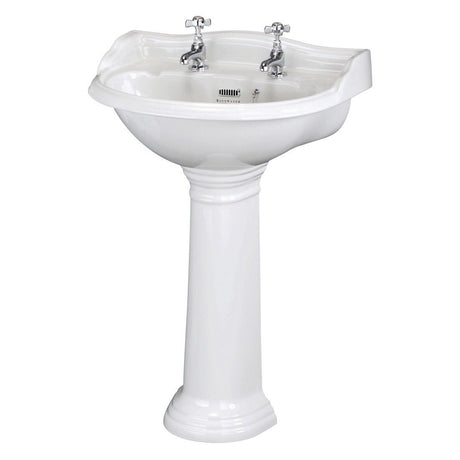 Bayswater Porchester 2 Tap Holes Pedestal Basin 600mm - White - BAYC104 - TAP 'N' SHOWER