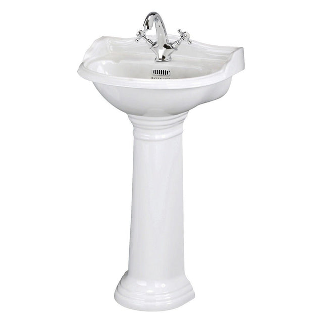 Bayswater Porchester One Tap Hole Pedestal Basin 500mm - White - BAYC103 - TAP 'N' SHOWER