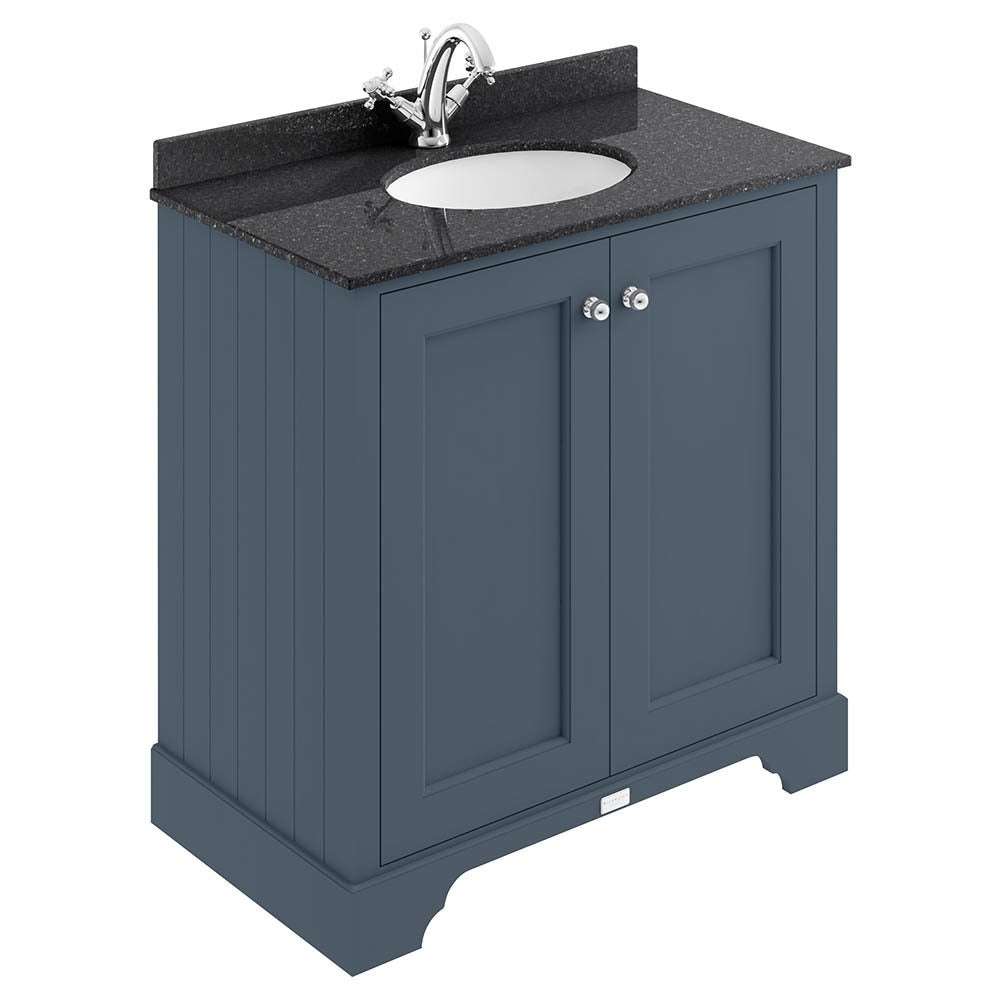 Bayswater 2-Door Vanity Unit Excluding Basin 800mm Wide - Stiffkey Blue - BAYF105
