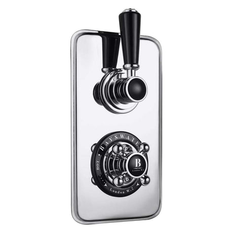Bayswater Traditional Dual Concealed Shower Valve - Black/Chrome - BAYS402