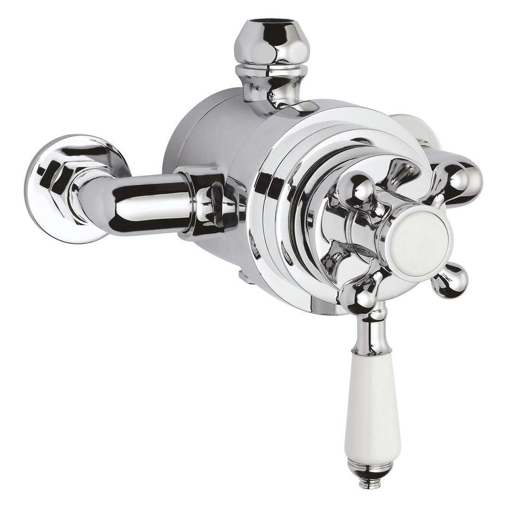 Bayswater Traditional Dual Exposed Concentric Shower Valve - White/Chrome - BAYS191