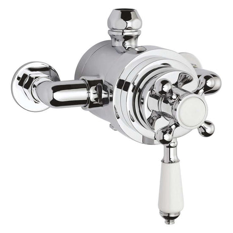 Bayswater Traditional Dual Exposed Concentric Shower Valve - White/Chrome - BAYS191