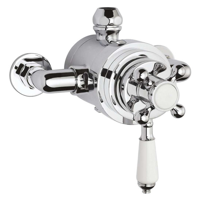 Bayswater Traditional Dual Exposed Concentric Shower Valve - White/Chrome - BAYS191