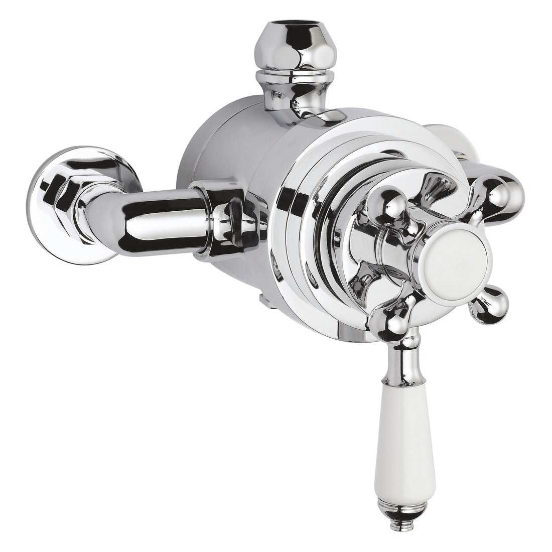 Bayswater Traditional Dual Exposed Concentric Shower Valve - White/Chrome - BAYS191