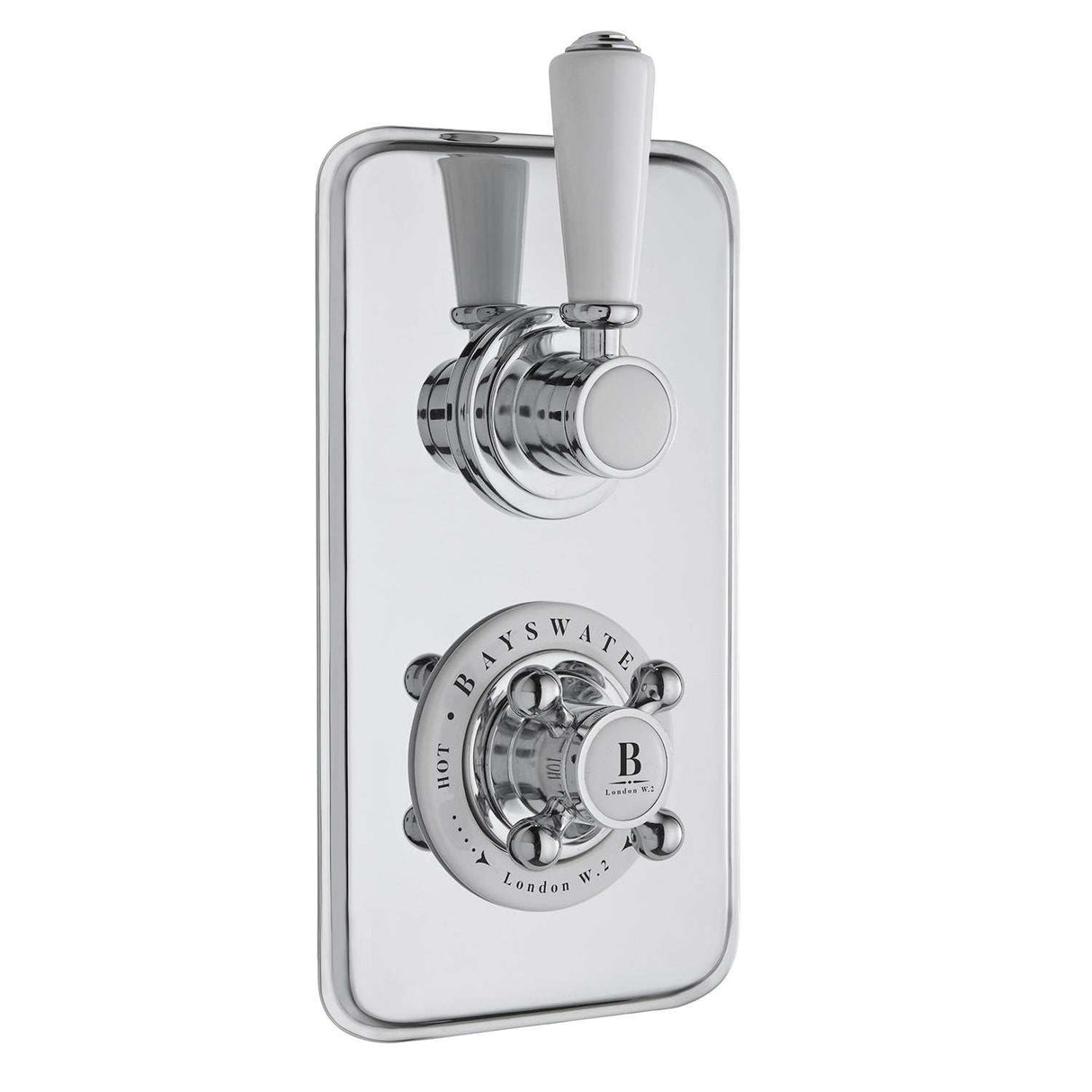 Bayswater Traditional Dual Concealed Shower Valve - White/Chrome - BAYS102
