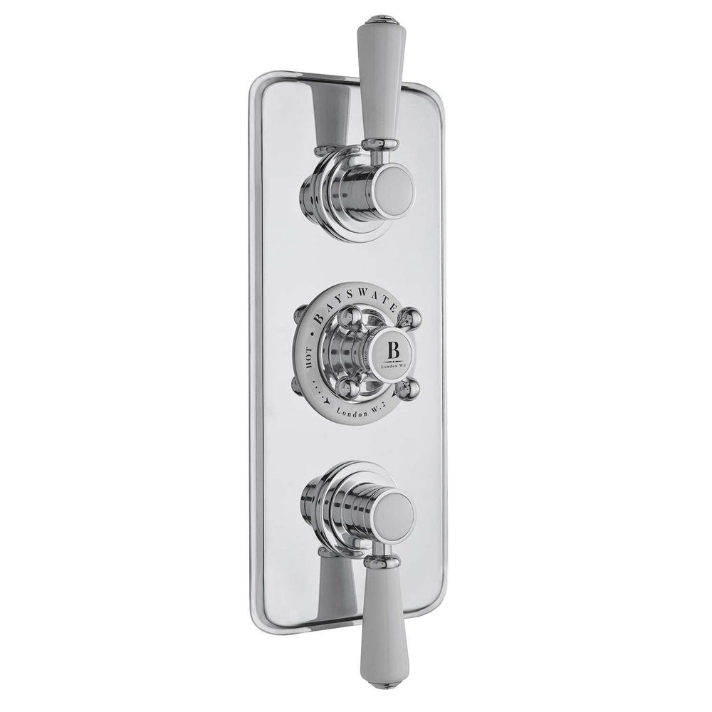 Bayswater Traditional Triple Concealed Shower Valve - White/Chrome - BAYS103