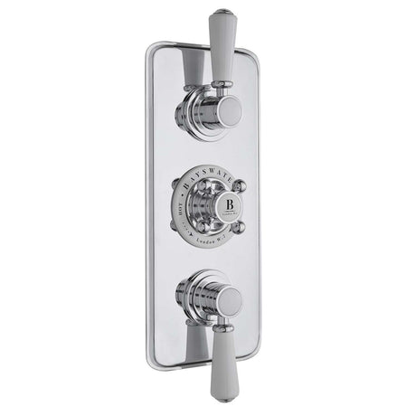 Bayswater Traditional Triple Concealed Shower Valve - White/Chrome - BAYS103