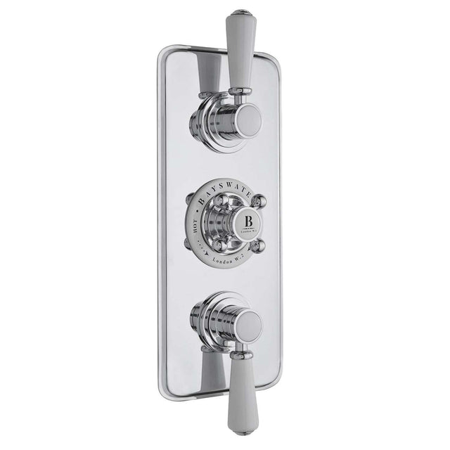 Bayswater Traditional Triple Concealed Shower Valve - White/Chrome - BAYS103