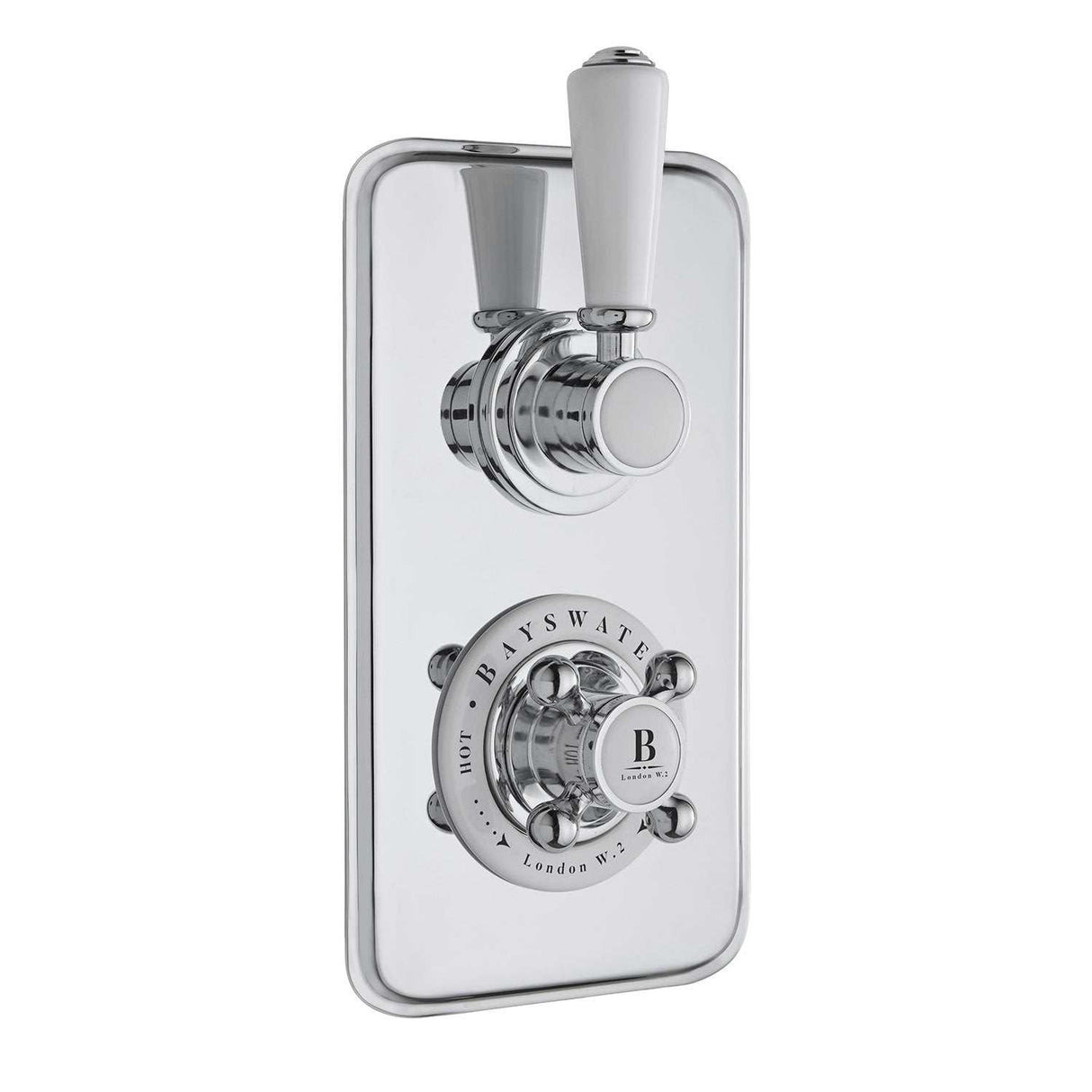 Bayswater Traditional Dual Concealed Shower Valve with Diverter - White/Chrome - BAYS104
