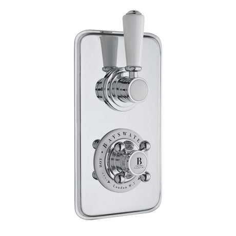 Bayswater Traditional Dual Concealed Shower Valve with Diverter - White/Chrome - BAYS104