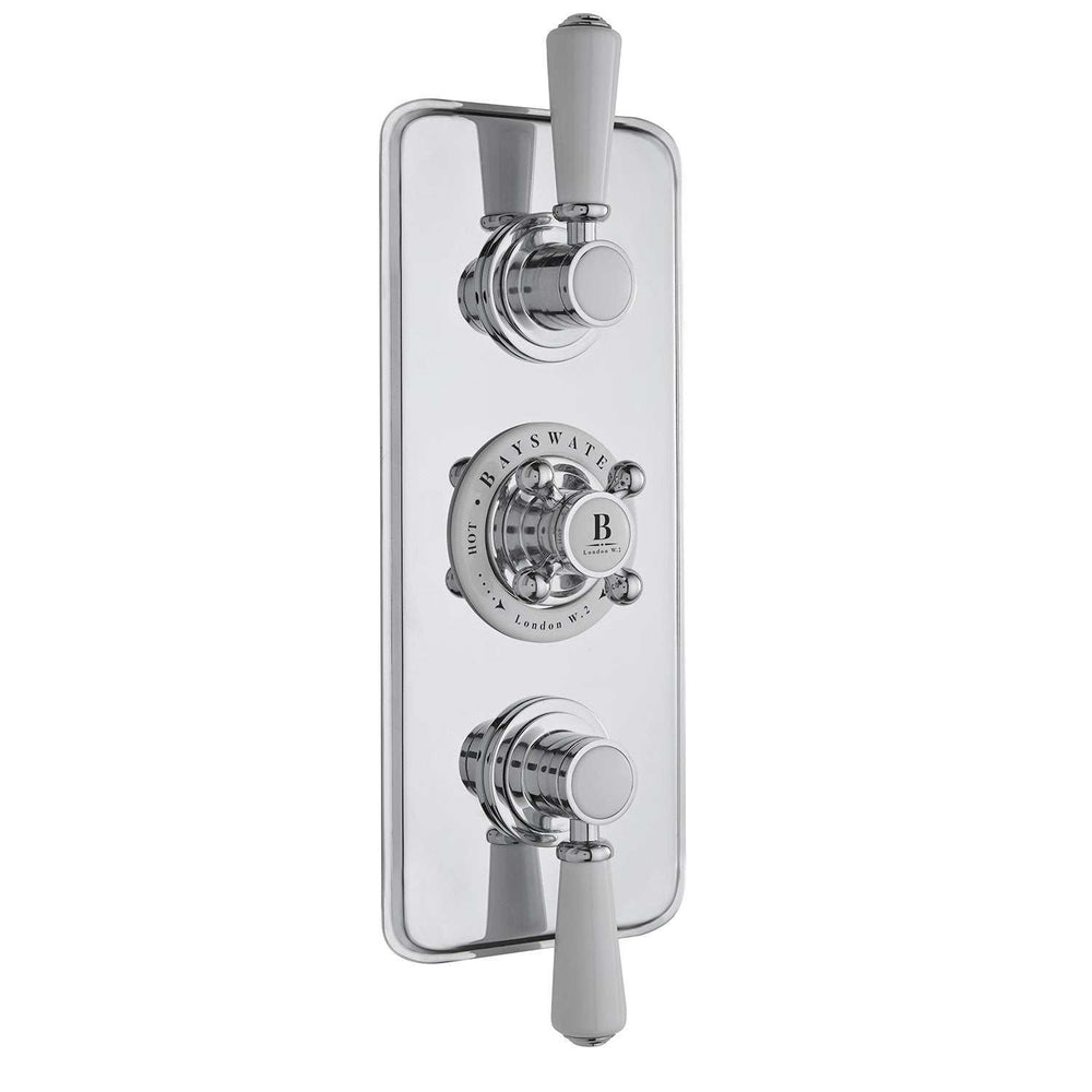 Bayswater Traditional Triple Concealed Shower Valve with Diverter - White/Chrome - BAYS105
