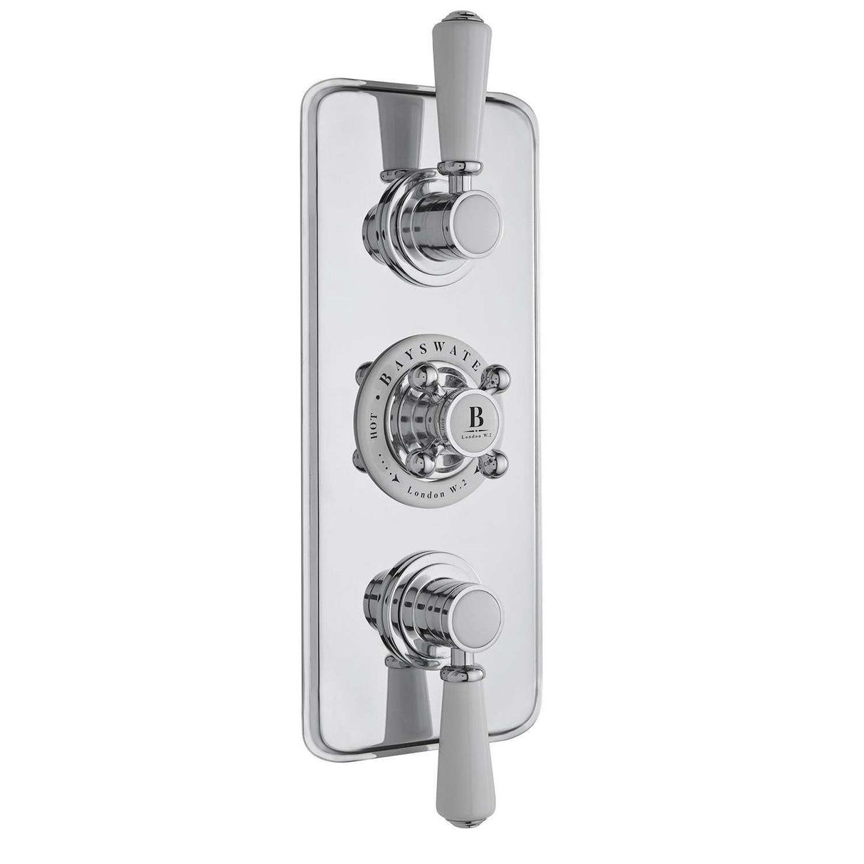 Bayswater Traditional Triple Concealed Shower Valve with Diverter - White/Chrome - BAYS105