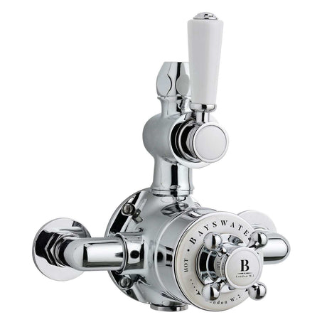 Bayswater Traditional Dual Exposed Shower Valve - White/Chrome - BAYS111