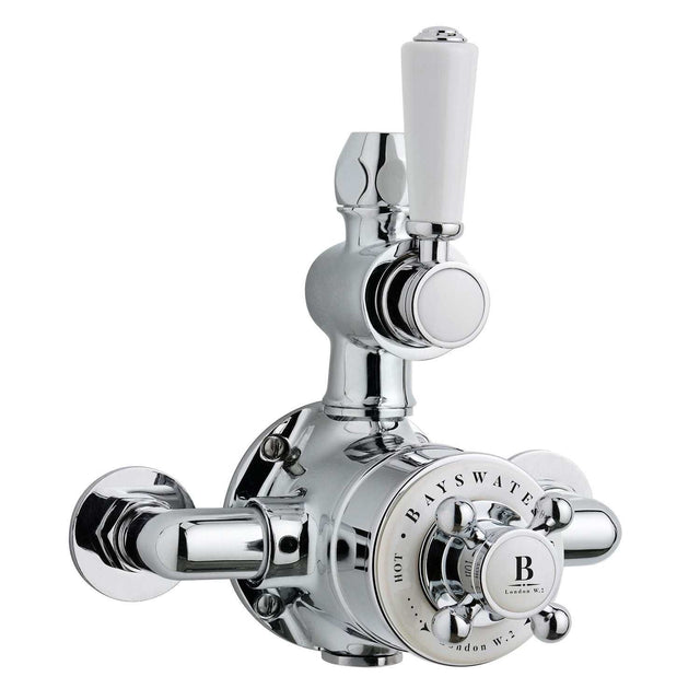 Bayswater Traditional Dual Exposed Shower Valve - White/Chrome - BAYS111