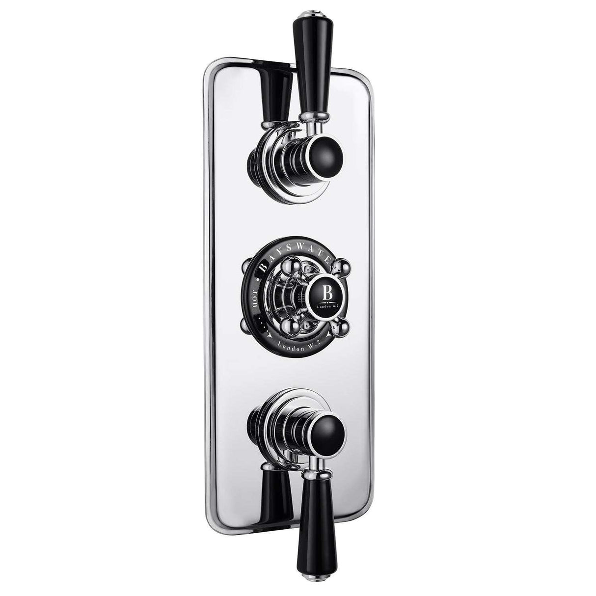 Bayswater Traditional Triple Concealed Shower Valve with Diverter - Black/Chrome - BAYS405