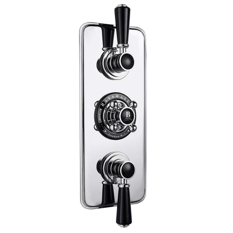Bayswater Traditional Triple Concealed Shower Valve with Diverter - Black/Chrome - BAYS405