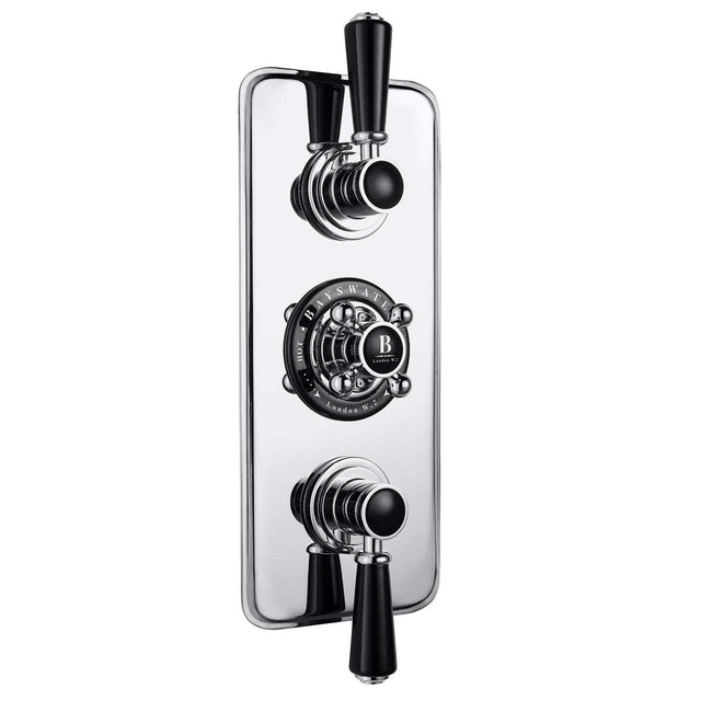 Bayswater Traditional Triple Concealed Shower Valve with Diverter - Black/Chrome - BAYS405