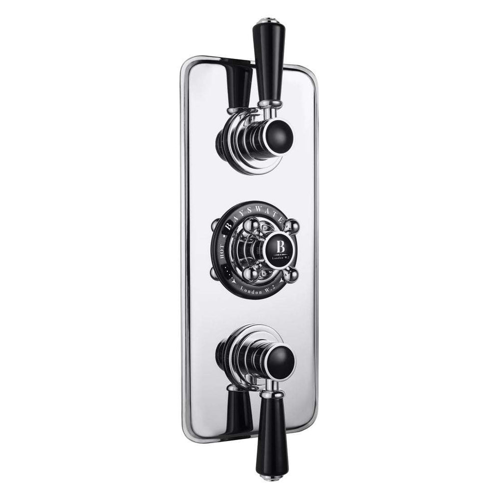 Bayswater Traditional Triple Concealed Shower Valve - Black/Chrome - BAYS403