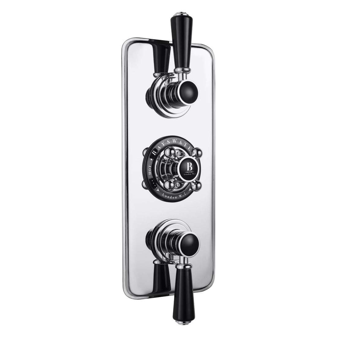 Bayswater Traditional Triple Concealed Shower Valve - Black/Chrome - BAYS403