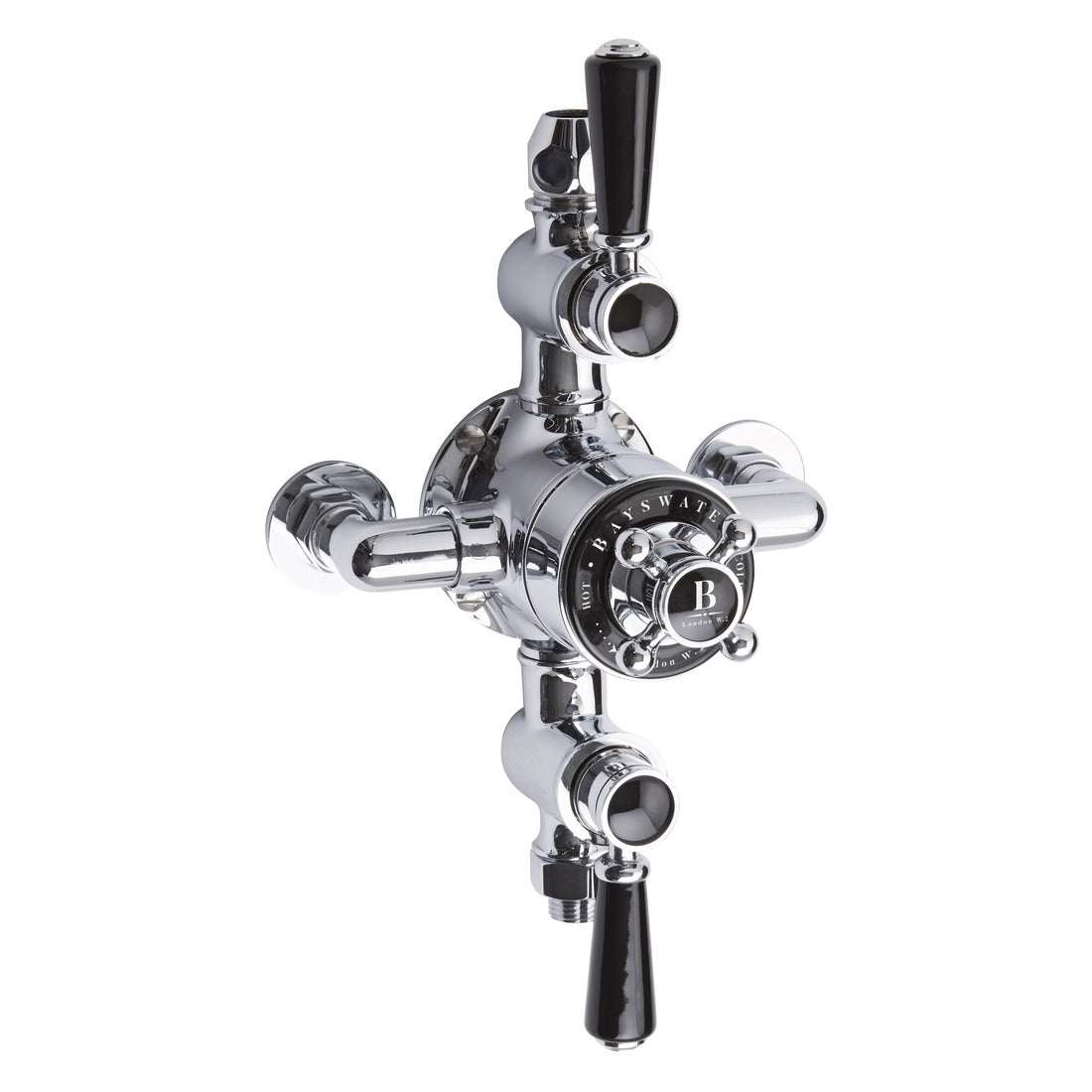 Bayswater Traditional Triple Exposed Shower Valve - Black/Chrome - BAYS412