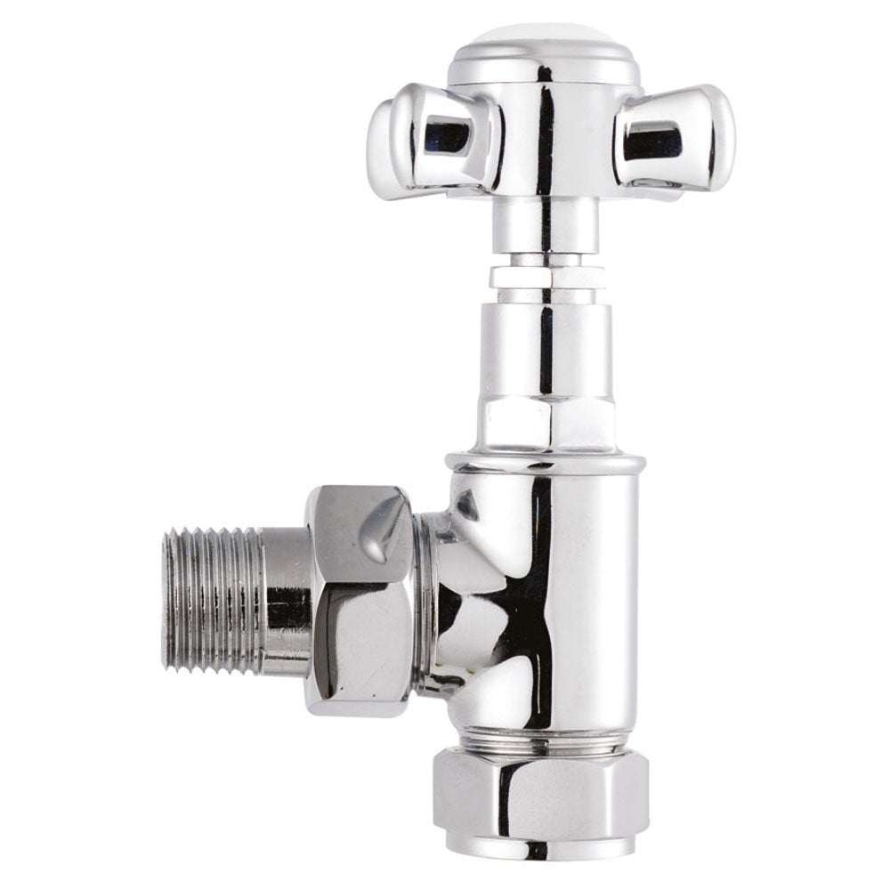 Bayswater Victorian Crosshead Angled Radiator Valves Pair - Chrome BAYV102