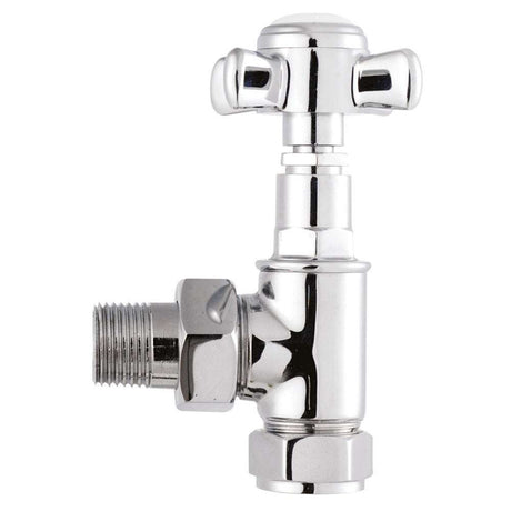 Bayswater Victorian Crosshead Angled Radiator Valves Pair  - Chrome  BAYV102