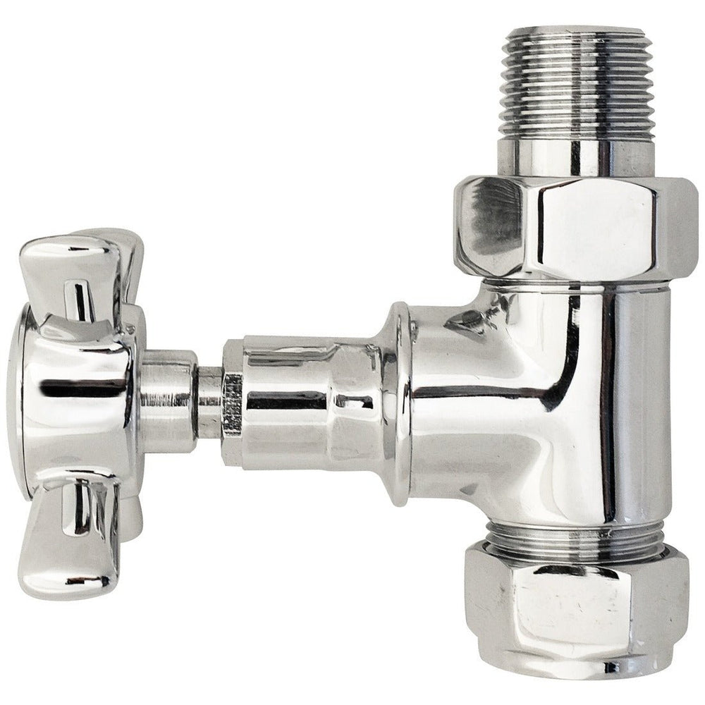 Bayswater Victorian Straight Crosshead Radiator Valve Pair - Chrome - BAYV103 - TAP 'N' SHOWER