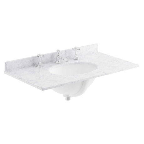 Bayswater White Marble Top 3 Tap Hole Furniture Basin 800mm Wide - BAYC231