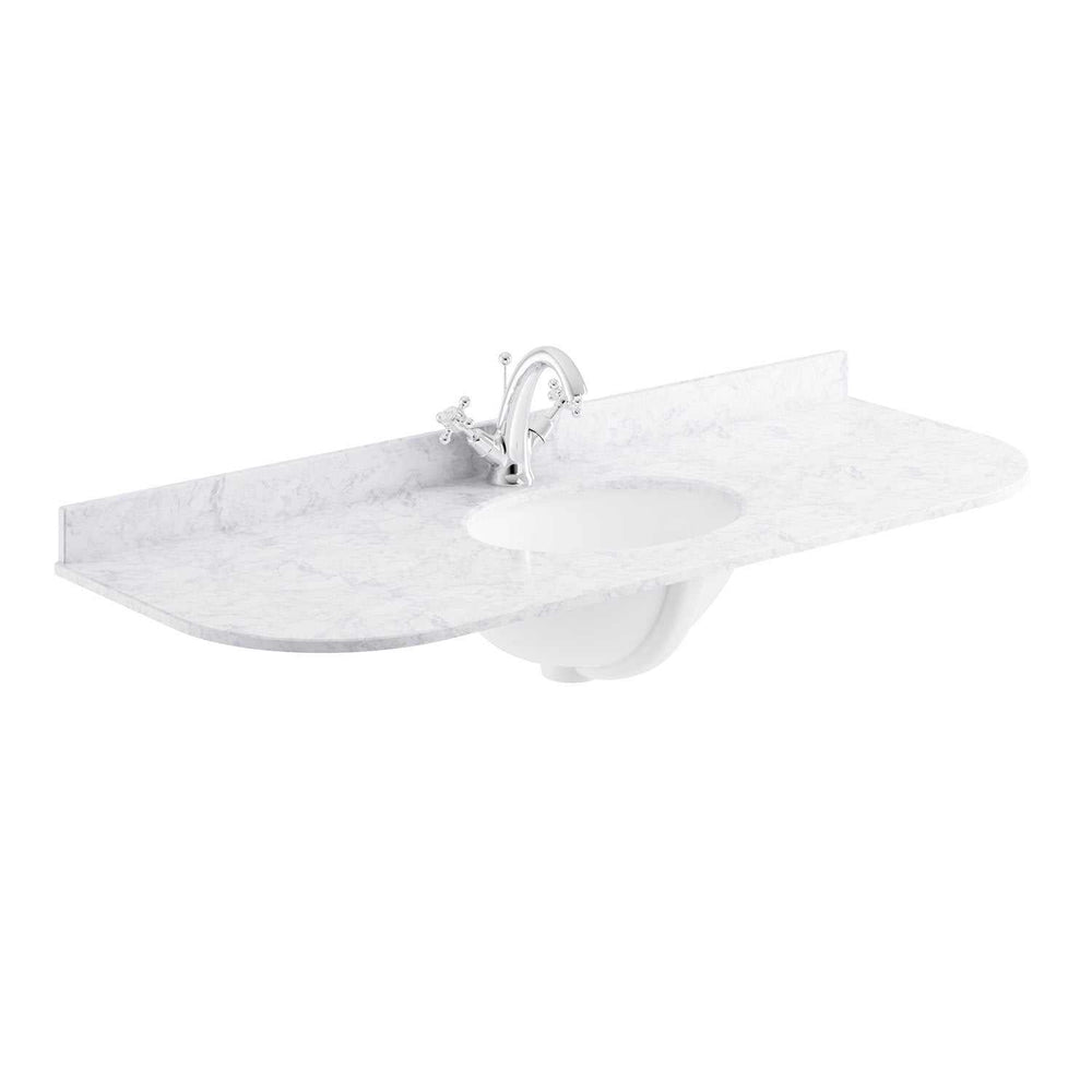 Bayswater White Marble Top 1 Tap Hole Curved Furniture Basin 1200mm Wide - BAYC240
