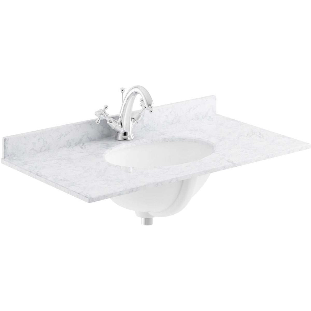 Bayswater Marble Top 1 Tap Hole Furniture Basin 600mm Wide - White - BAYC222