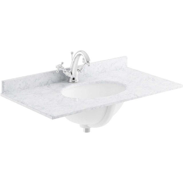 Bayswater Marble Top 1 Tap Hole Furniture Basin 600mm Wide - White - BAYC222