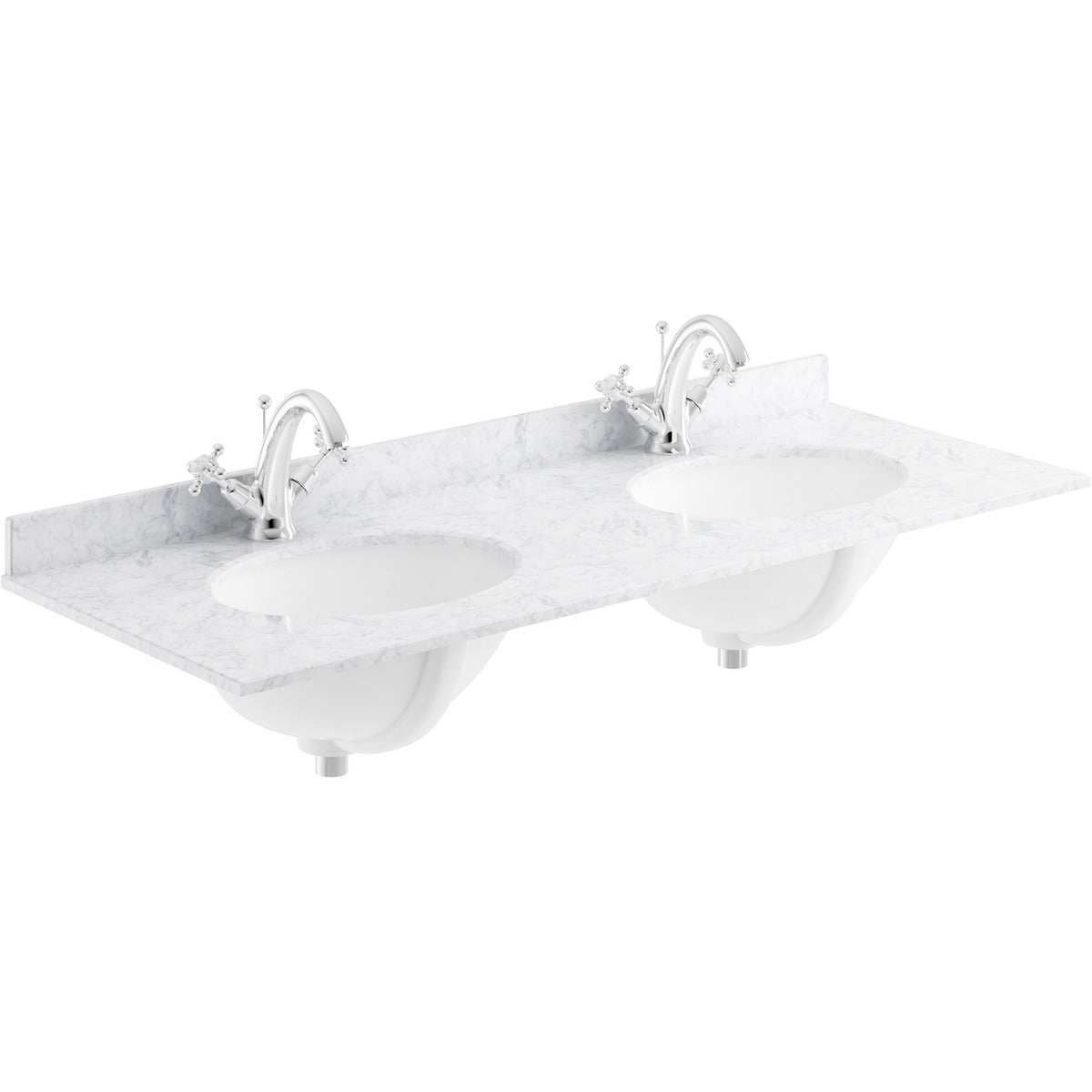 Bayswater White Marble Top 1 Tap Hole Furniture Double Basin 1200mm Wide - BAYC234 - TAP 'N' SHOWER