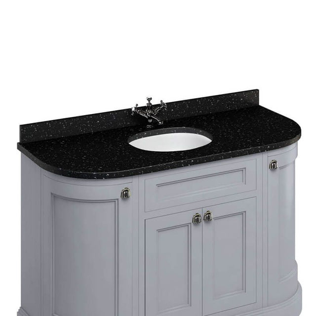 Burlington Minerva Black Granite Curved Worktop with Integrated Basin 134cm - BB13 - TAP 'N' SHOWER