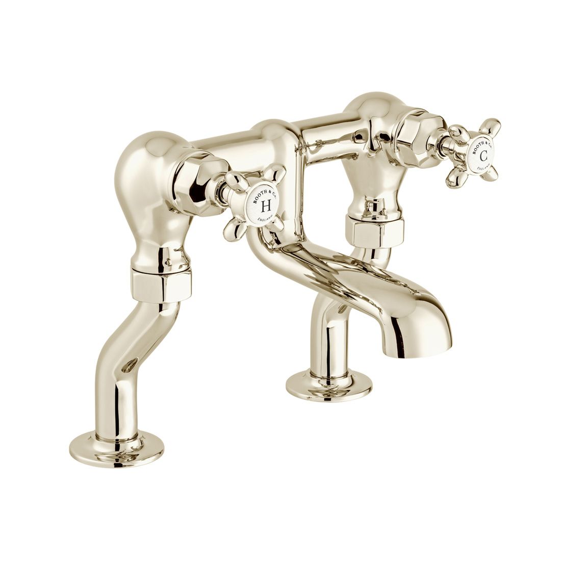 Vado Axbridge Cross Handles Bath Filler Tap - Bright Nickel - BC - AXB - 137 - BN - TAP 'N' SHOWER