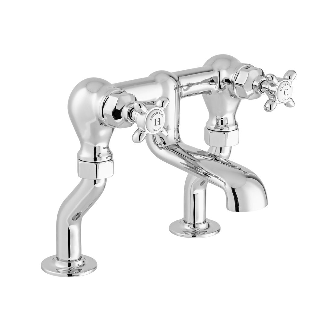 Vado Axbridge Cross Handles Bath Filler Tap - Polished Chrome - BC - AXB - 137 - CP - TAP 'N' SHOWER