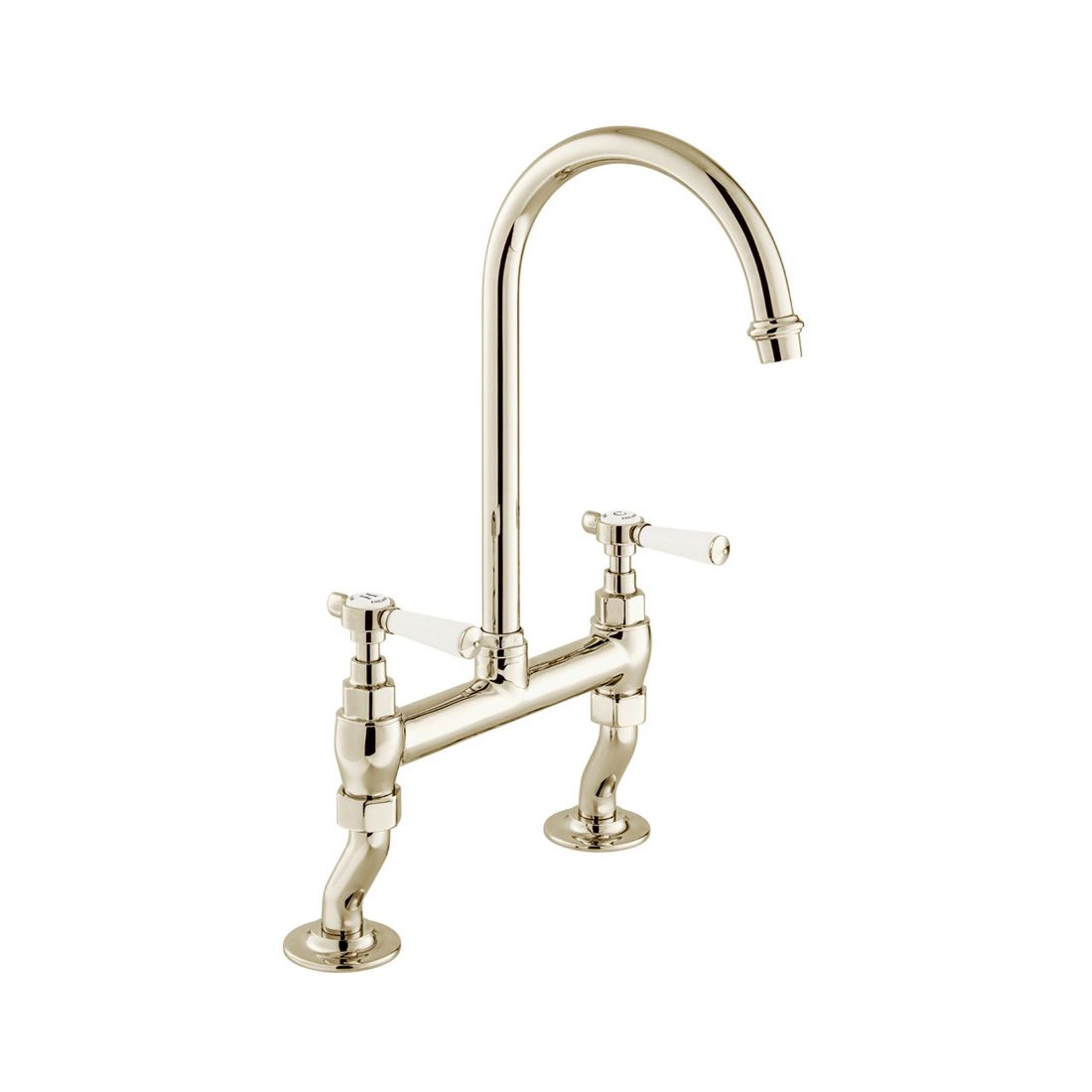VADO Axbridge Lever Handle Bridge Kitchen Mixer - Bright Nickel - BC - AXB - 253 - BN - TAP 'N' SHOWER