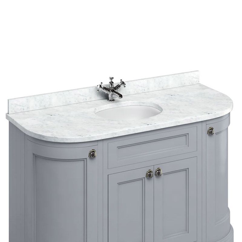 Burlington Minerva White Carrara Marble Curved Worktop with Integrated Basin 134cm - BC13 - TAP 'N' SHOWER