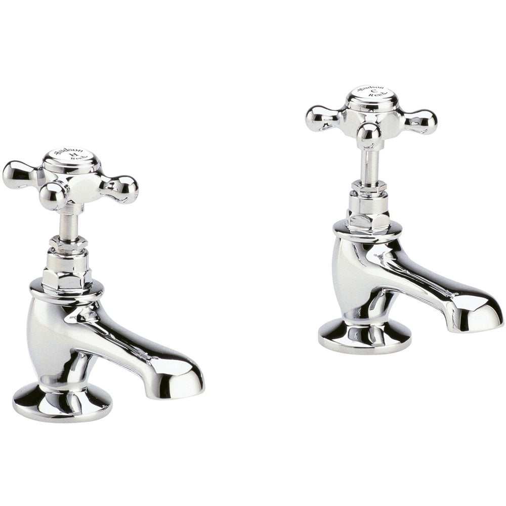 Hudson Reed Traditional Pair Topaz Hexagonal Crosshead Basin Taps - Ch