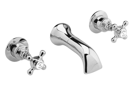 Hudson Reed White Topaz Wall Mounted Crosshead 3-Hole Basin Mixer Tap - Chrome - BC317HX