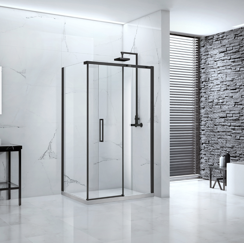 Aquaglass Onyx 760mm 8mm Black Framed Side Panel - BE866821