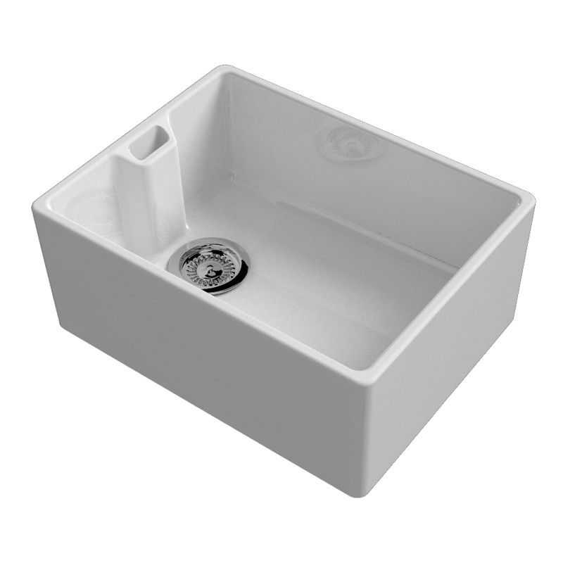 Reginox 1 Bowl Ceramic Belfast Kitchen Sink - White With 90mm Waste - BELFAST 90MM - TAP 'N' SHOWER