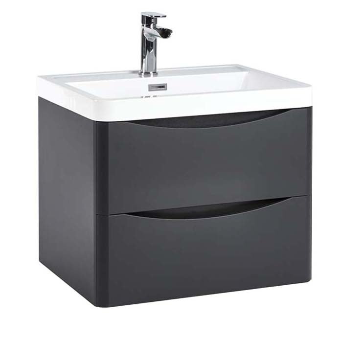 Scudo Bella 600mm Wall Mounted Vanity Unit Only - Matt Grey - BELLA - 600WALLCAB - MATTGREY - TAP 'N' SHOWER