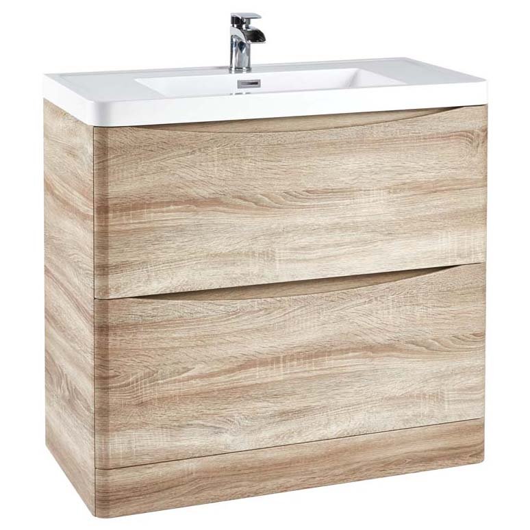 Scudo Bella 900mm Floorstanding Vanity Unit Only - Sonoma Oak - BELLA - 900FLOORCAB - DRIFTWOOD - TAP 'N' SHOWER