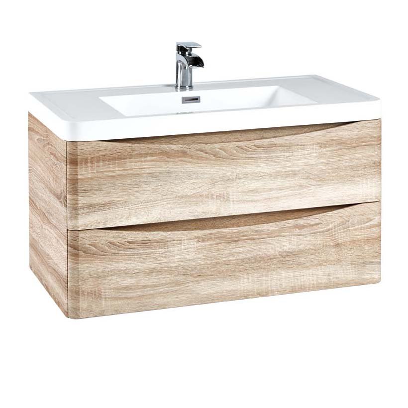 Scudo Bella 900mm Wall Mounted Vanity Unit - Sonoma Oak - BELLA - 900WALLCAB - DRIFTWOOD - TAP 'N' SHOWER