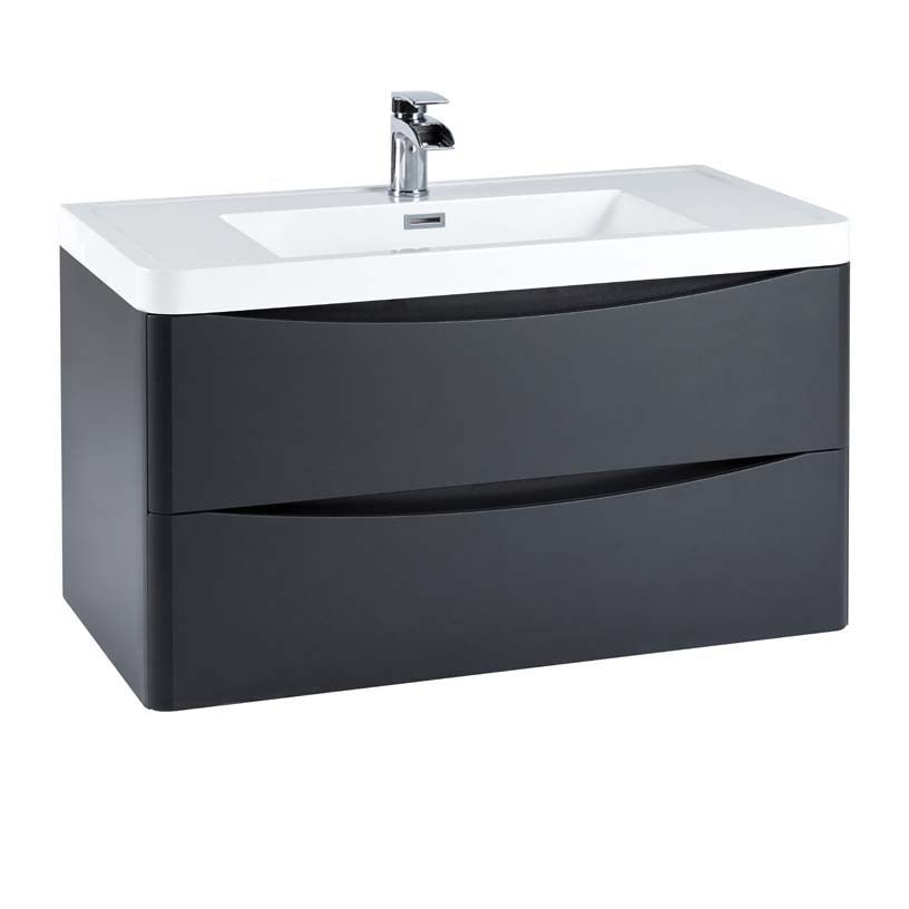 Scudo Bella 900mm Wall Mounted Vanity Unit Only - Matt Grey - BELLA - 900WALLCAB - MATTGREY - TAP 'N' SHOWER