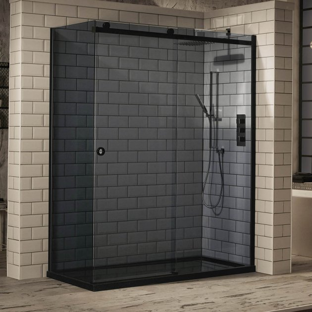 Frontline Aquaglass Sphere 700mm Side Panel - Smoked Glass - BEND9821 - 70BT - TAP 'N' SHOWER