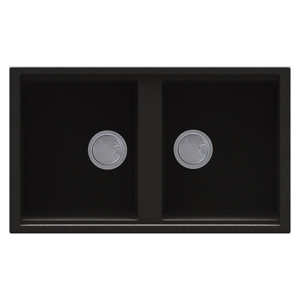 Reginox BEST 450 Elleci Granite 2 Bowl Kitchen Sink - Metaltek Black - BEST 450 B - TAP 'N' SHOWER